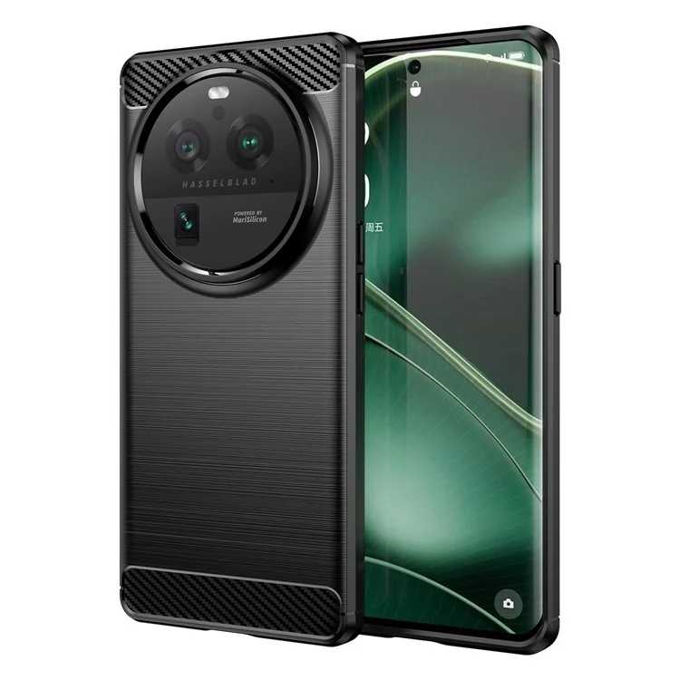 Mobile Phone Case for Oppo Find X6 Pro , Brushed Carbon Fiber Texture Phone TPU Back Cover - Black-Cellmalls