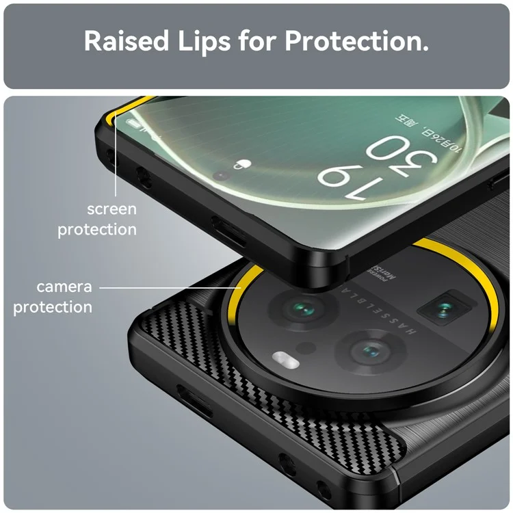 Mobile Phone Case for Oppo Find X6 Pro , Brushed Carbon Fiber Texture Phone TPU Back Cover - Black-Cellmalls