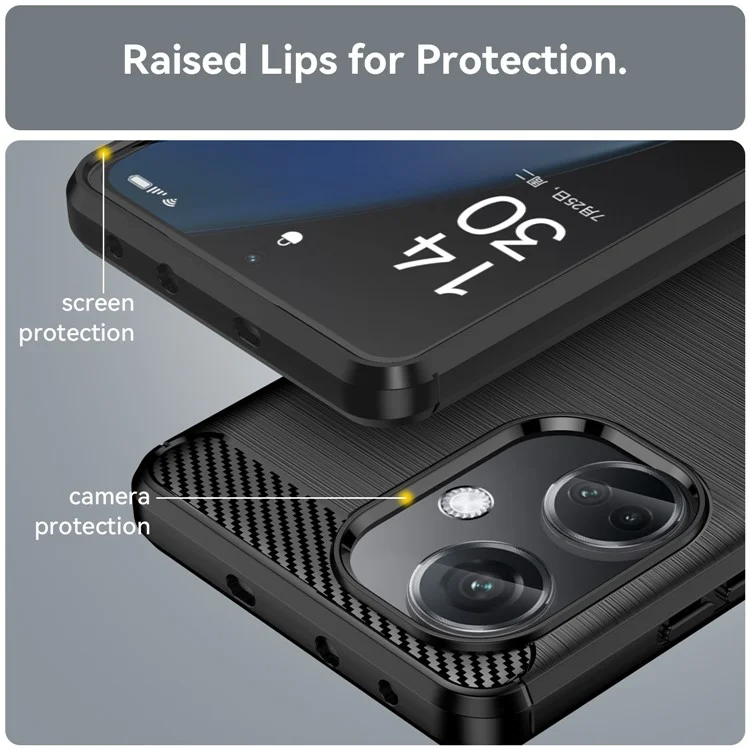 For Oppo K11 5G Soft TPU Anti-scratch Phone Case Brushed Carbon Fiber Texture Back Cover - Black-Cellmalls