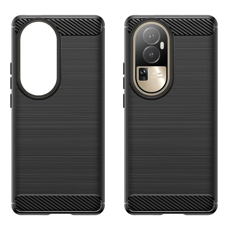 For Oppo Reno10 Pro 5G (Global) / Reno10 5G (Global) Brushed Phone Case Carbon Fiber Texture TPU Drop-proof Cover - Black-Cellmalls
