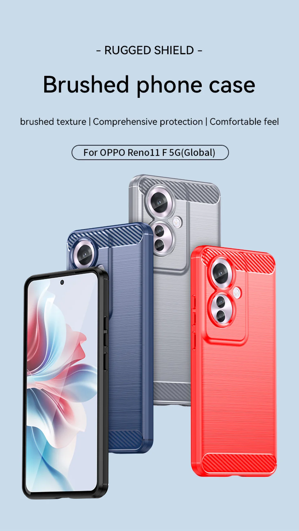 For Oppo Reno11 F 5G TPU Case Carbon Fiber Texture Back Phone Cover - Black-Cellmalls