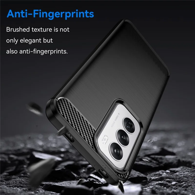 For Oppo Reno12 5G (Global) Case Carbon Fiber Texture Brushed TPU Phone Cover - Black-Cellmalls