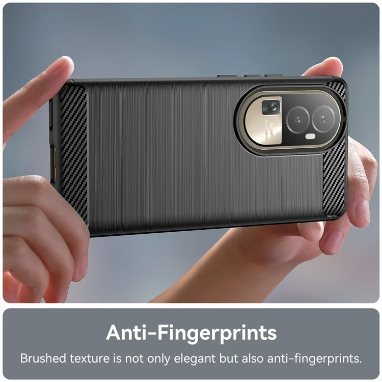 For Oppo Reno10 Pro 5G (Global) / Reno10 5G (Global) Brushed Phone Case Carbon Fiber Texture TPU Drop-proof Cover - Black-Cellmalls