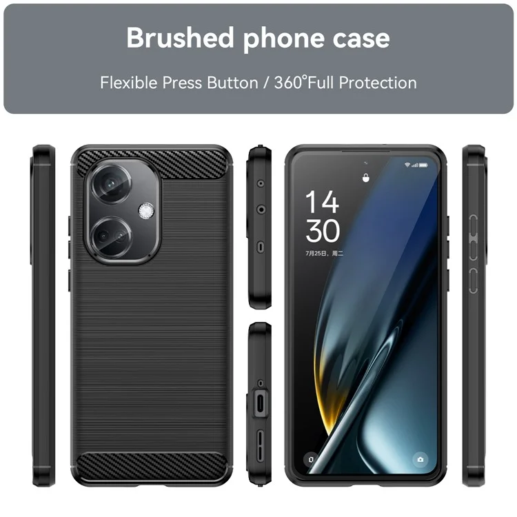 For Oppo K11 5G Soft TPU Anti-scratch Phone Case Brushed Carbon Fiber Texture Back Cover - Black-Cellmalls