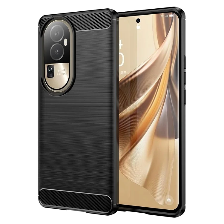 For Oppo Reno10 Pro 5G (Global) / Reno10 5G (Global) Brushed Phone Case Carbon Fiber Texture TPU Drop-proof Cover - Black-Cellmalls