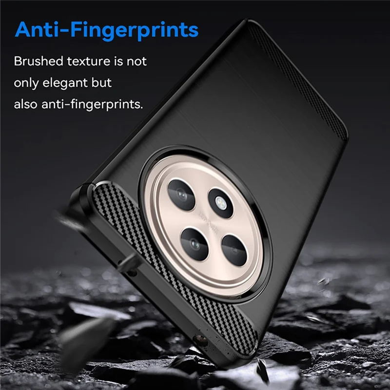 For Oppo Reno12 F 4G / Reno12 F 5G Case Carbon Fiber Texture TPU Brushed Phone Cover - Black-Cellmalls