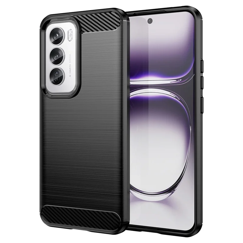 For Oppo Reno12 Pro 5G (Global) Case Carbon Fiber Texture Brushed TPU Phone Cover - Black-Cellmalls