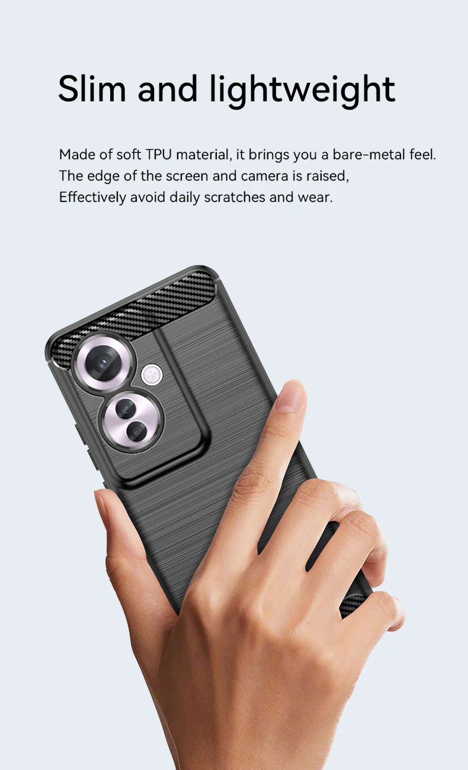For Oppo Reno11 F 5G TPU Case Carbon Fiber Texture Back Phone Cover - Black-Cellmalls