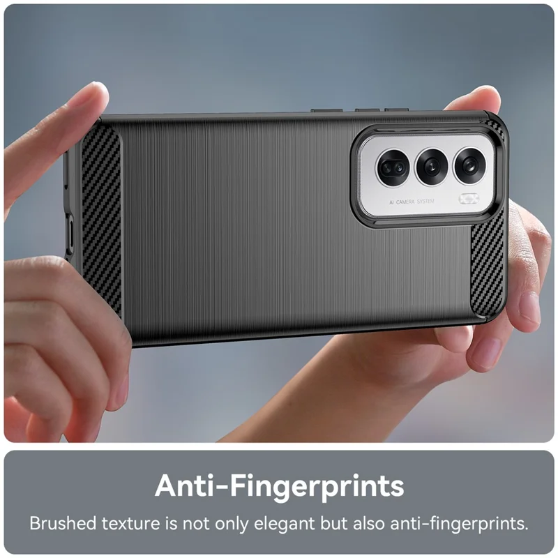 For Oppo Reno12 5G (Global) Case Carbon Fiber Texture Brushed TPU Phone Cover - Black-Cellmalls