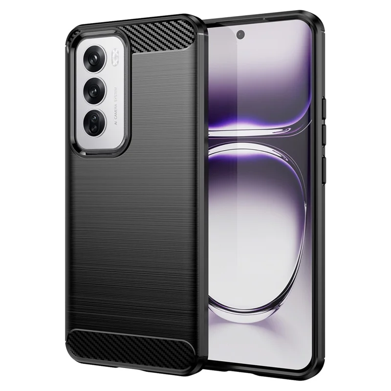 For Oppo Reno12 5G (Global) Case Carbon Fiber Texture Brushed TPU Phone Cover - Black-Cellmalls