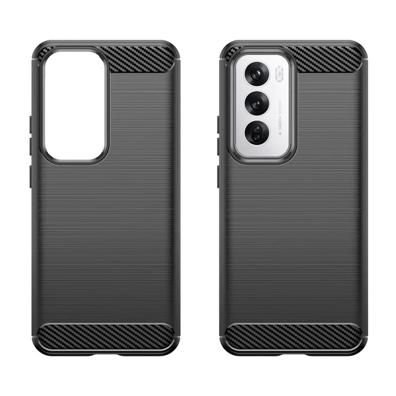 For Oppo Reno12 5G (Global) Case Carbon Fiber Texture Brushed TPU Phone Cover - Black-Cellmalls
