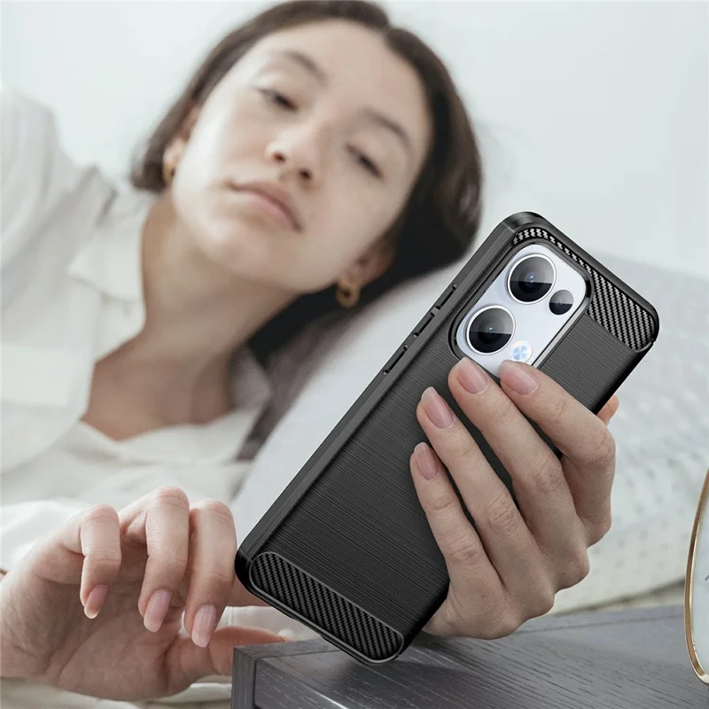 For Oppo Reno13 5G (Global) Case Protective Phone Cover Carbon Fiber Texture Brushed - Black-Cellmalls