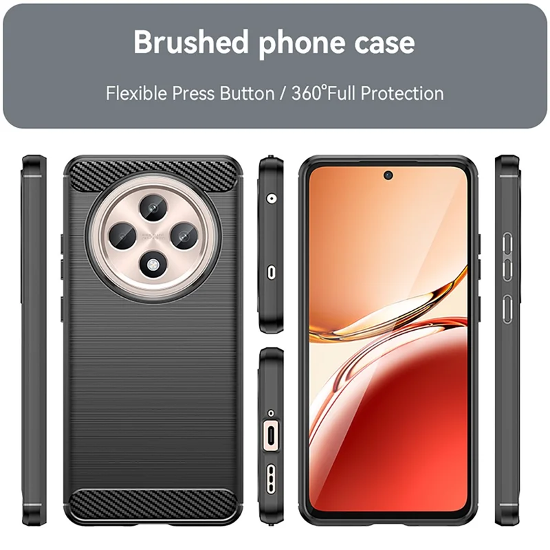 For Oppo Reno12 F 4G / Reno12 F 5G Case Carbon Fiber Texture TPU Brushed Phone Cover - Black-Cellmalls