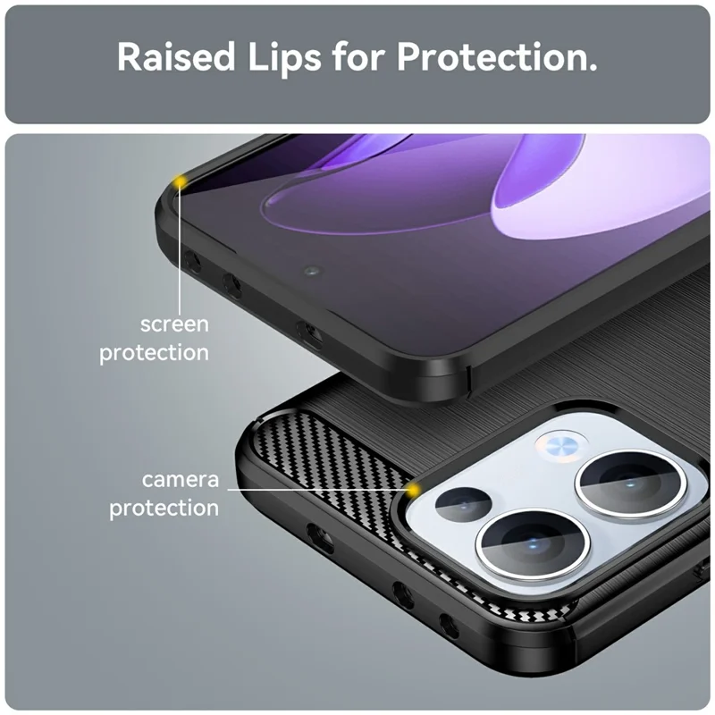 For Oppo Reno13 5G (Global) Case Protective Phone Cover Carbon Fiber Texture Brushed - Black-Cellmalls