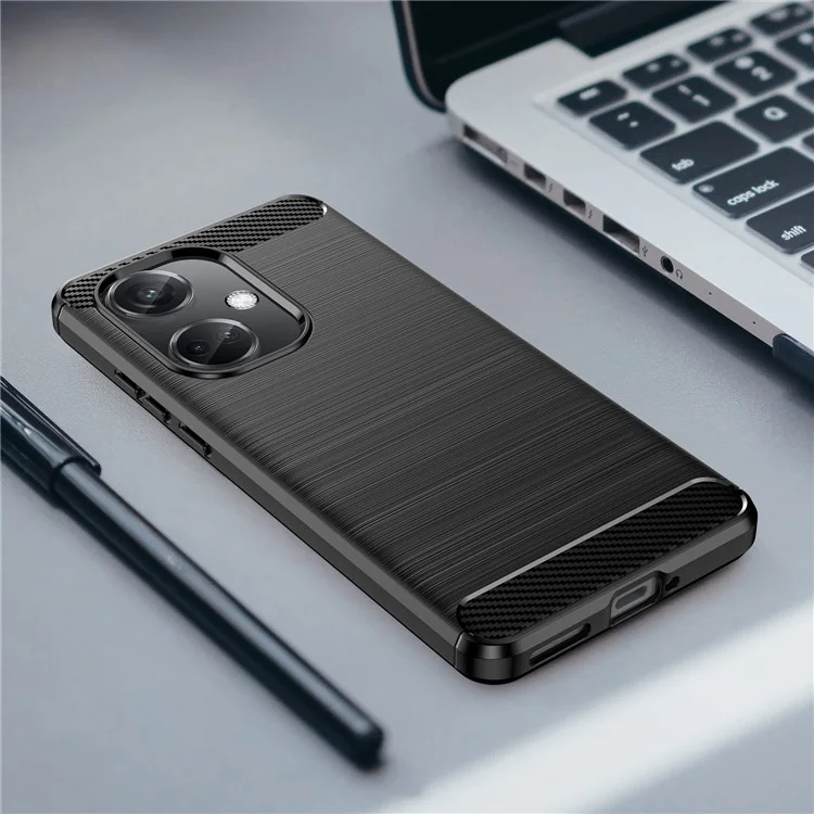For Oppo K11 5G Soft TPU Anti-scratch Phone Case Brushed Carbon Fiber Texture Back Cover - Black-Cellmalls