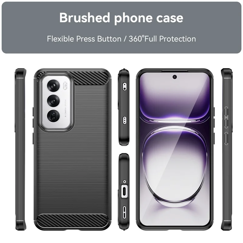 For Oppo Reno12 5G (Global) Case Carbon Fiber Texture Brushed TPU Phone Cover - Black-Cellmalls