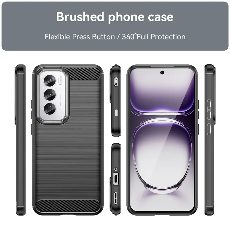 For Oppo Reno12 Pro 5G (Global) Case Carbon Fiber Texture Brushed TPU Phone Cover - Black-Cellmalls
