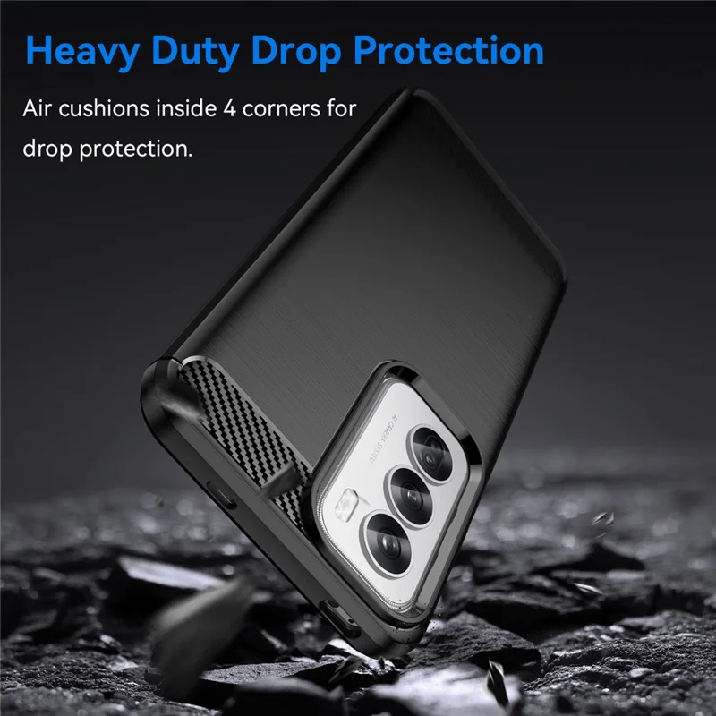 For Oppo Reno12 Pro 5G (Global) Case Carbon Fiber Texture Brushed TPU Phone Cover - Black-Cellmalls