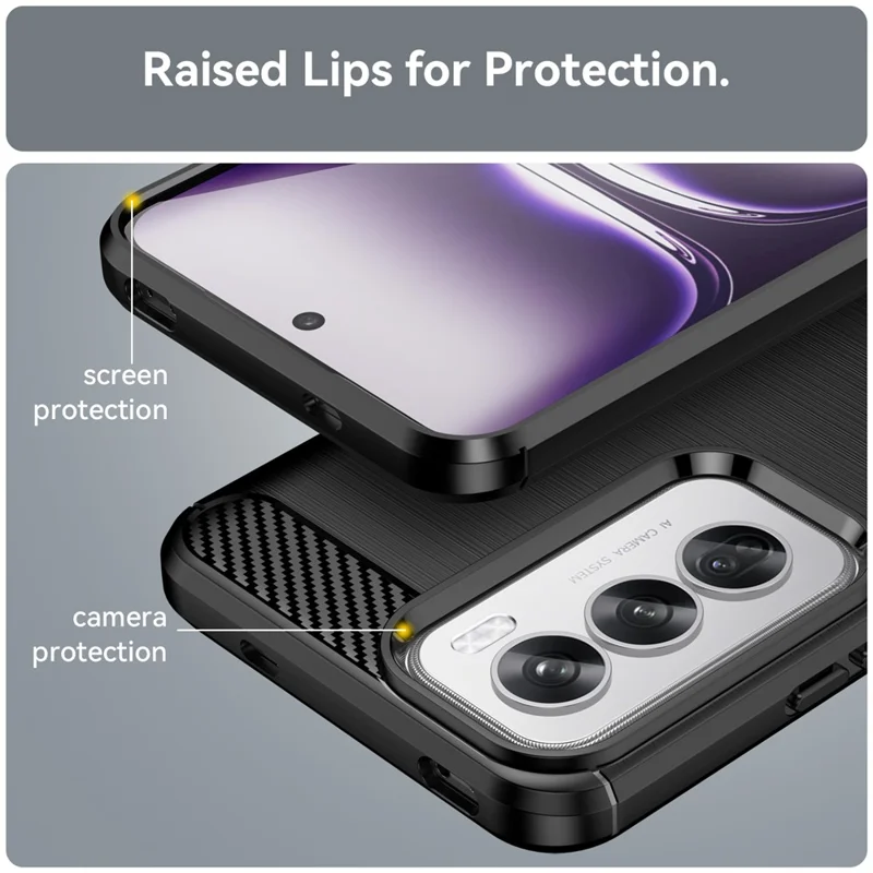For Oppo Reno12 Pro 5G (Global) Case Carbon Fiber Texture Brushed TPU Phone Cover - Black-Cellmalls