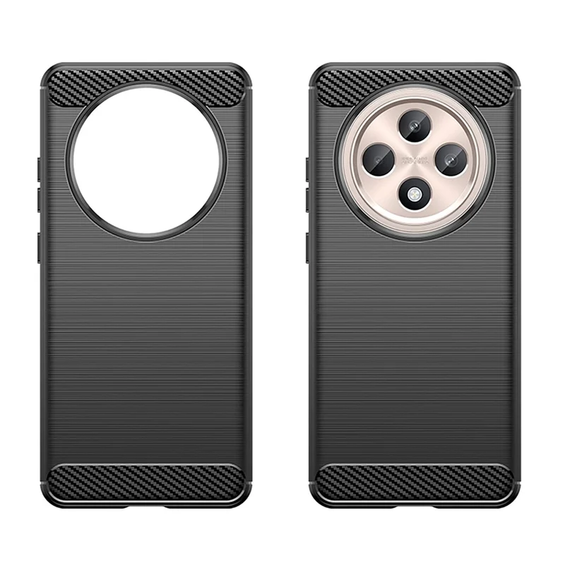 For Oppo Reno12 F 4G / Reno12 F 5G Case Carbon Fiber Texture TPU Brushed Phone Cover - Black-Cellmalls