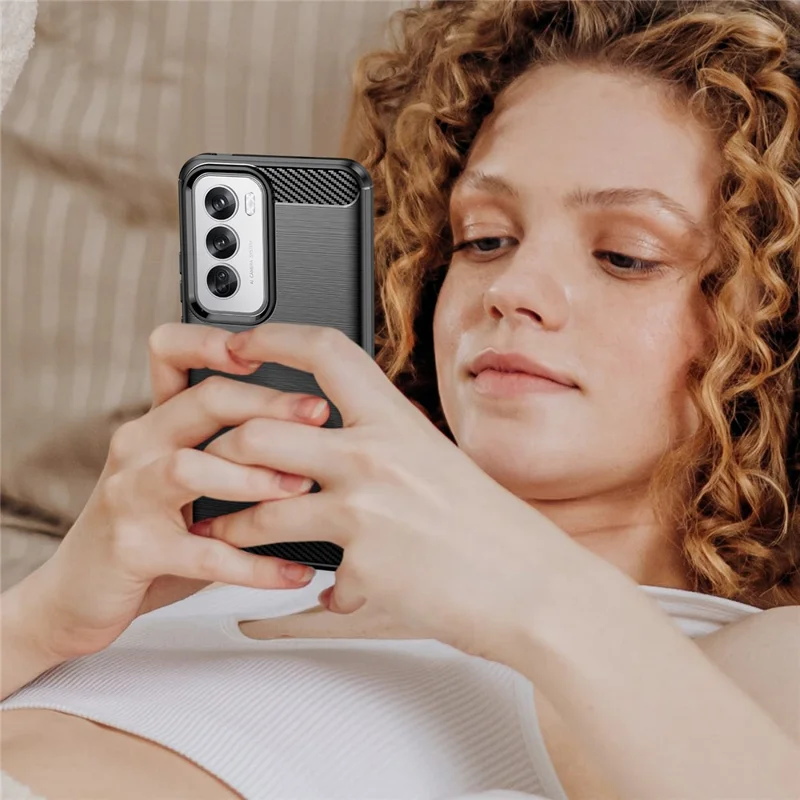 For Oppo Reno12 Pro 5G (Global) Case Carbon Fiber Texture Brushed TPU Phone Cover - Black-Cellmalls