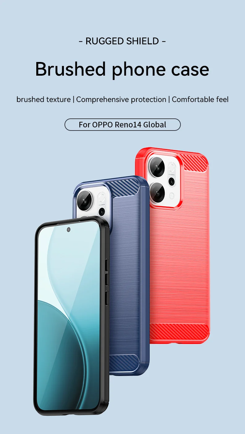 For Oppo Reno14 5G (Global) Case Protective Phone Cover Carbon Fiber Texture Brushed - Black-Cellmalls