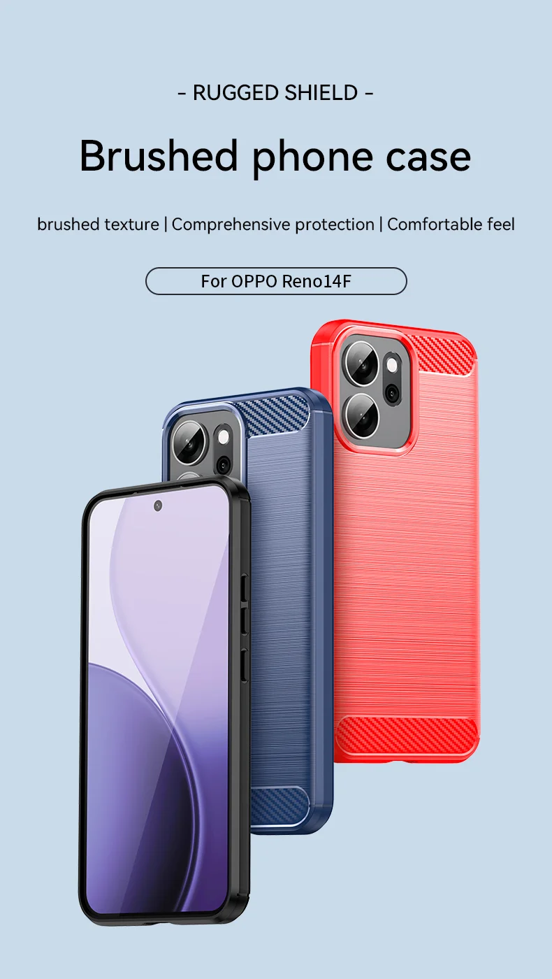 For Oppo Reno14 F 5G Case Protective Phone Cover Carbon Fiber Texture Brushed - Black-Cellmalls