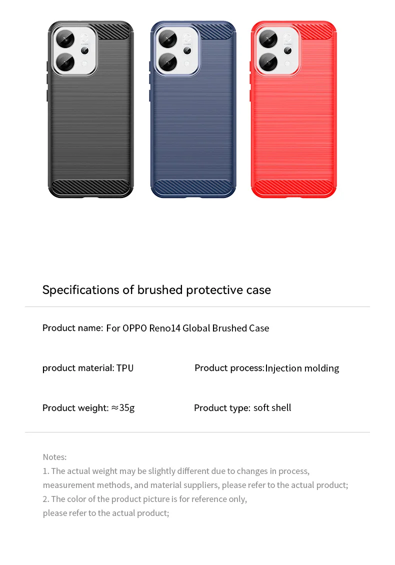 For Oppo Reno14 5G (Global) Case Protective Phone Cover Carbon Fiber Texture Brushed - Black-Cellmalls