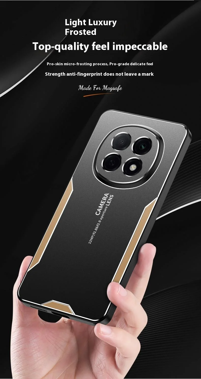 For Oppo A5 5G Phone Case Aluminium Alloy TPU PC Back Cover - Gold-Cellmalls