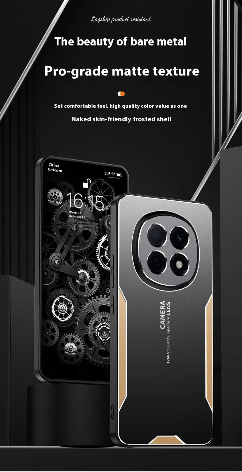 For Oppo A5 5G Phone Case Aluminium Alloy TPU PC Back Cover - Gold-Cellmalls