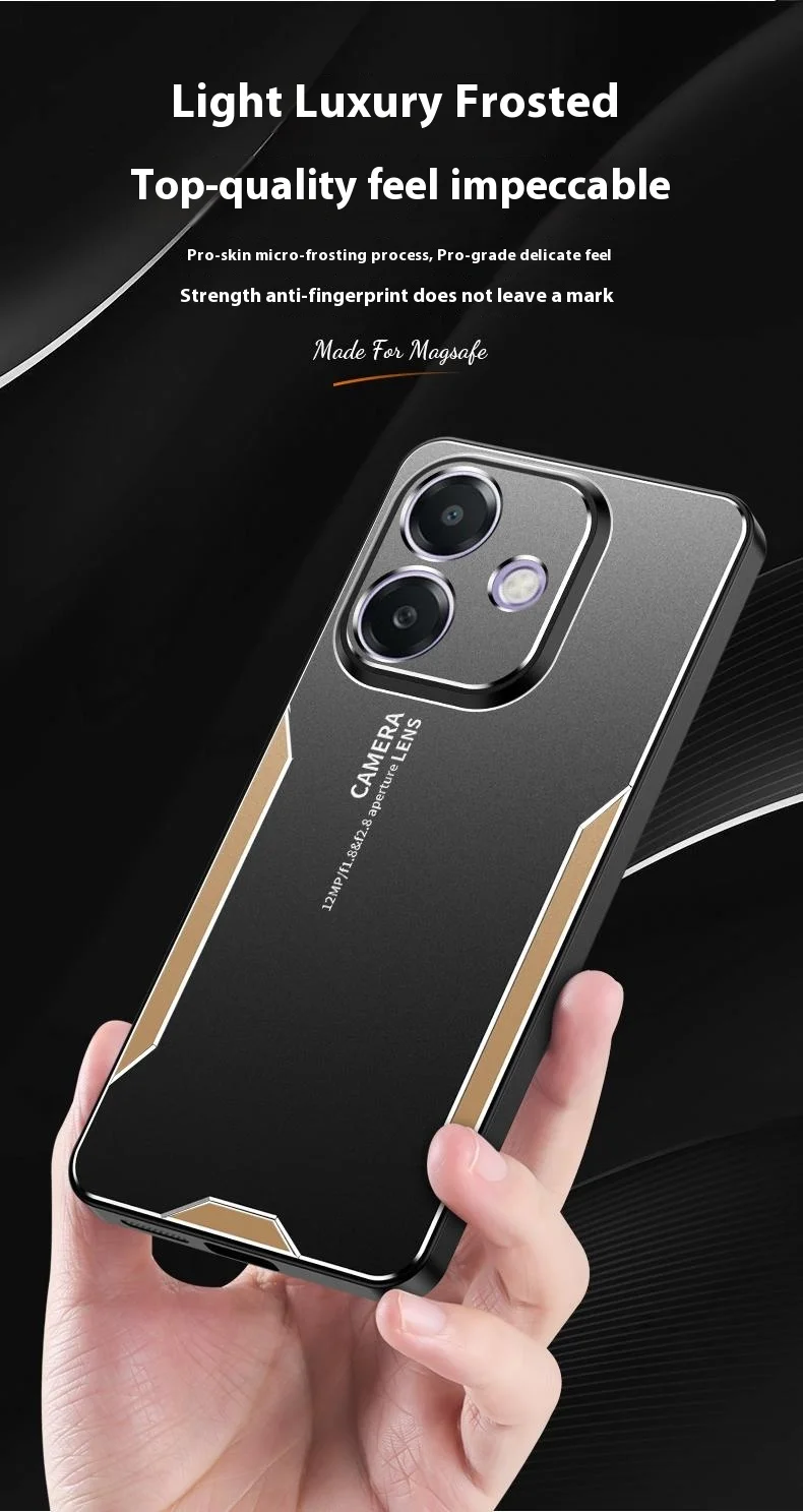 For Oppo A5 Pro 4G (Global) / 5G (Global) / A5 Energy 5G (China) Phone Case Aluminium Alloy TPU PC Back Cover - Gold-Cellmalls