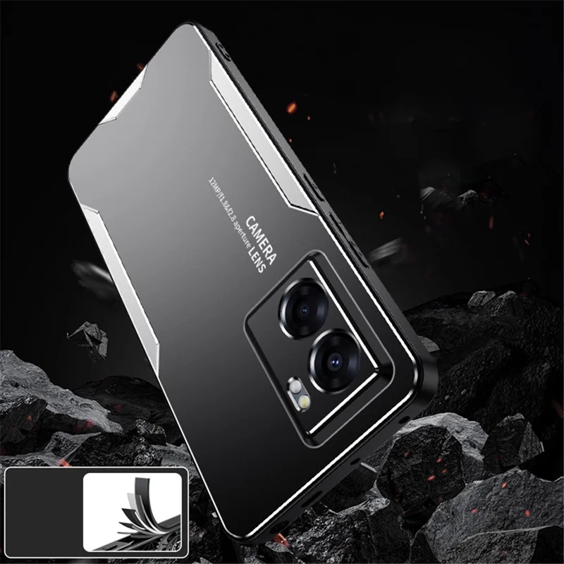 For Oppo A57 (2022) 5G /  A77 5G Cell Phone Case Frosted PC+TPU+Aluminum Alloy Cover - Silver-Cellmalls