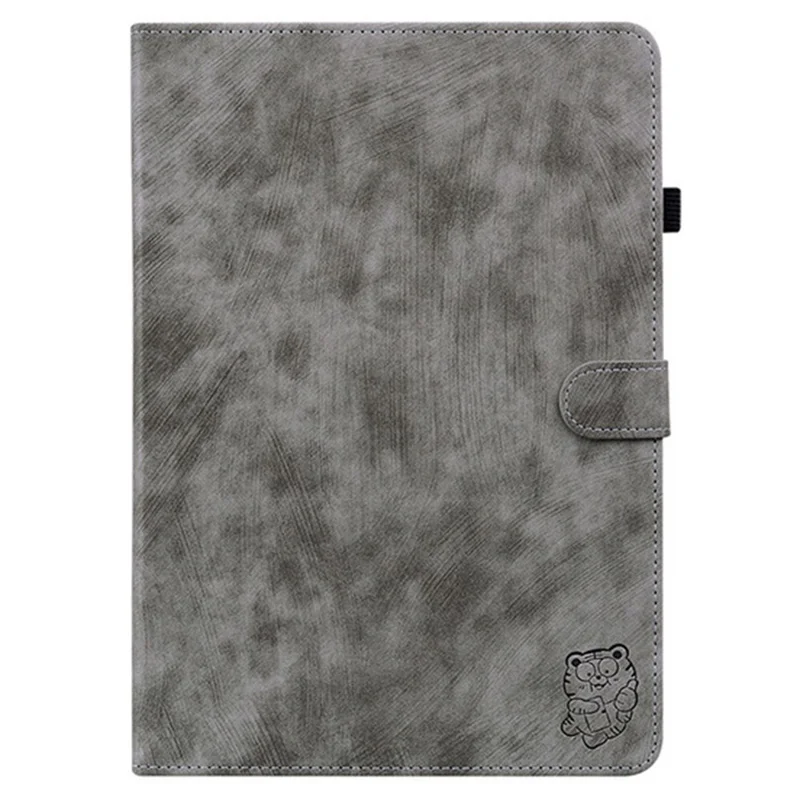 For Oppo Pad SE Case Tiger Imprint Anti-Scratch PU Leather Tablet Cover - Grey-Cellmalls