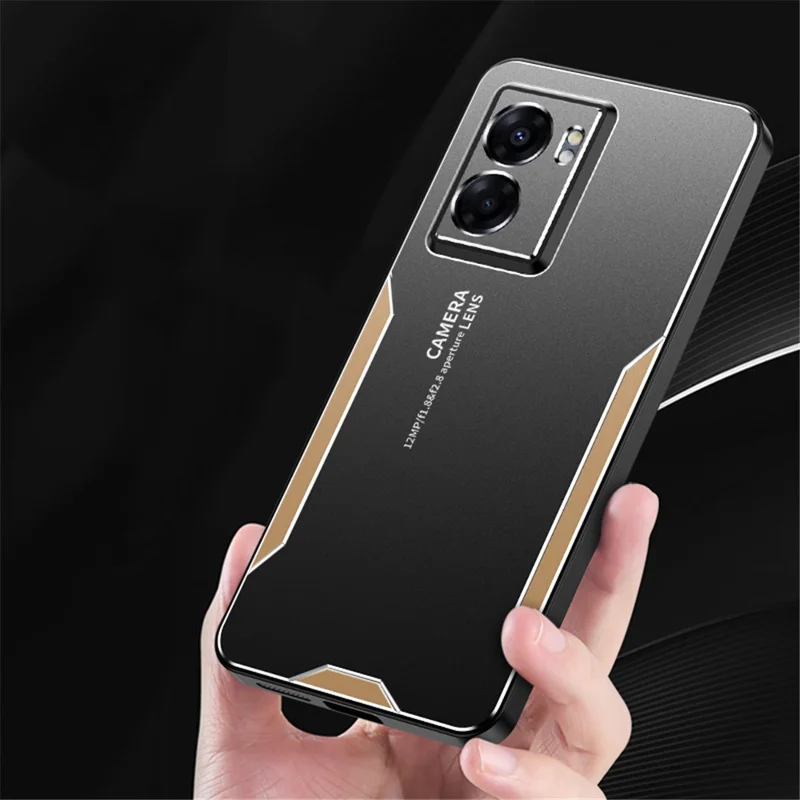 For Oppo A57 (2022) 5G /  A77 5G Cell Phone Case Frosted PC+TPU+Aluminum Alloy Cover - Silver-Cellmalls