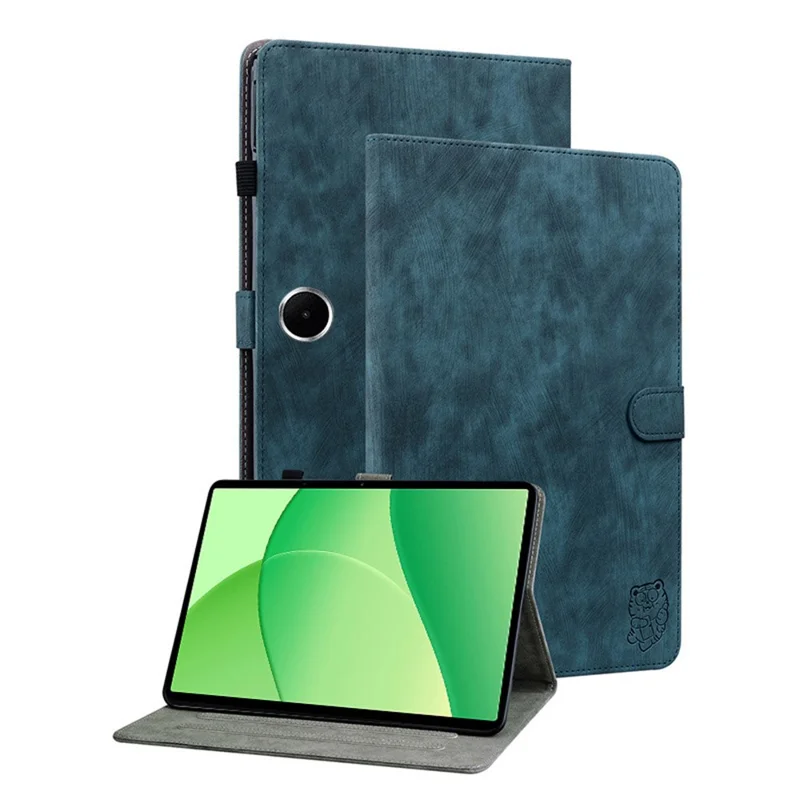 For Oppo Pad SE Case Tiger Imprint Anti-Scratch PU Leather Tablet Cover - Grey-Cellmalls