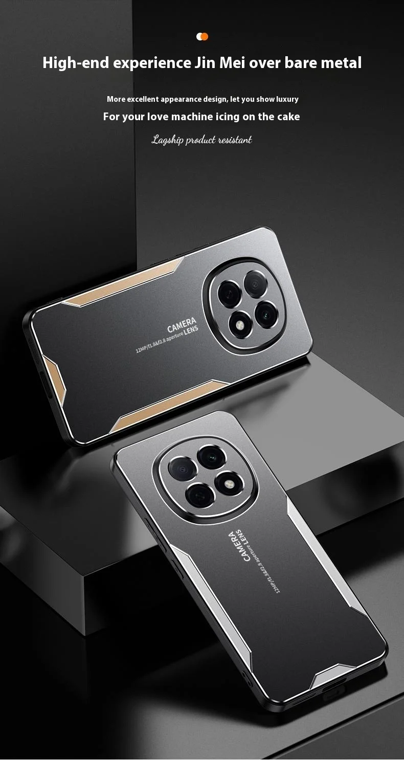 For Oppo A5 5G Phone Case Aluminium Alloy TPU PC Back Cover - Gold-Cellmalls