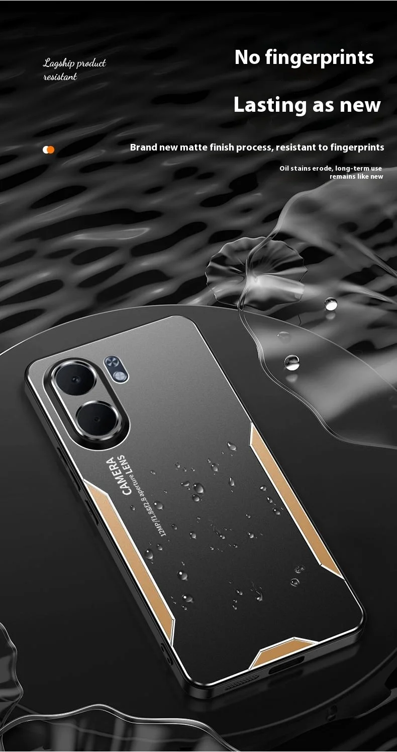 For Oppo A5x 4G Case Aluminium Alloy TPU PC Phone Back Cover - Gold-Cellmalls