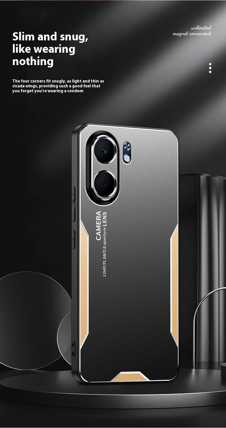 For Oppo A5x 4G Case Aluminium Alloy TPU PC Phone Back Cover - Gold-Cellmalls