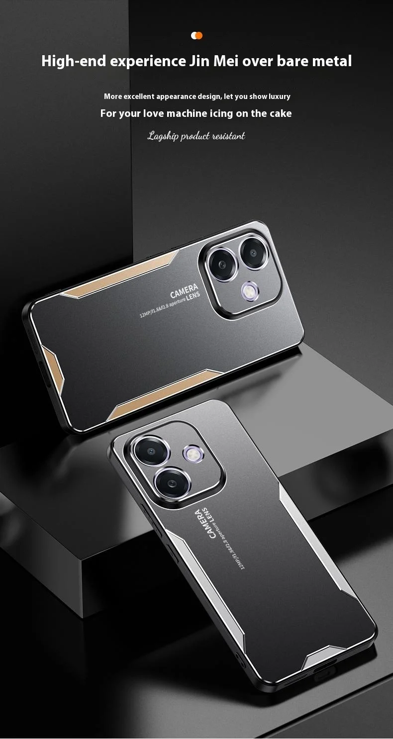 For Oppo A5 Pro 4G (Global) / 5G (Global) / A5 Energy 5G (China) Phone Case Aluminium Alloy TPU PC Back Cover - Gold-Cellmalls