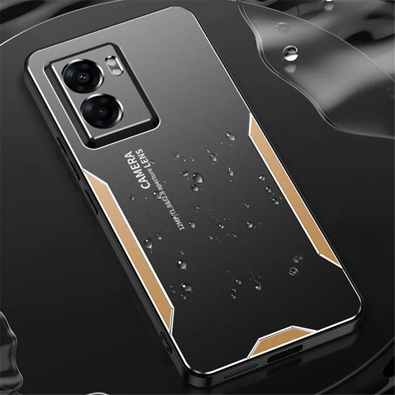 For Oppo A57 (2022) 5G /  A77 5G Cell Phone Case Frosted PC+TPU+Aluminum Alloy Cover - Silver-Cellmalls