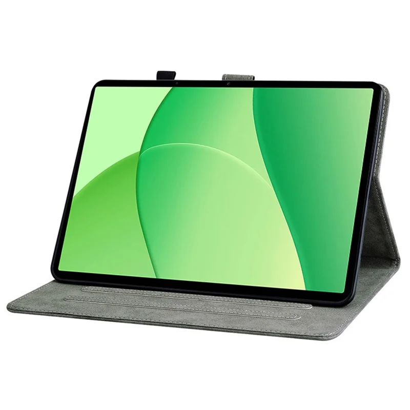 For Oppo Pad SE Case Tiger Imprint Anti-Scratch PU Leather Tablet Cover - Grey-Cellmalls