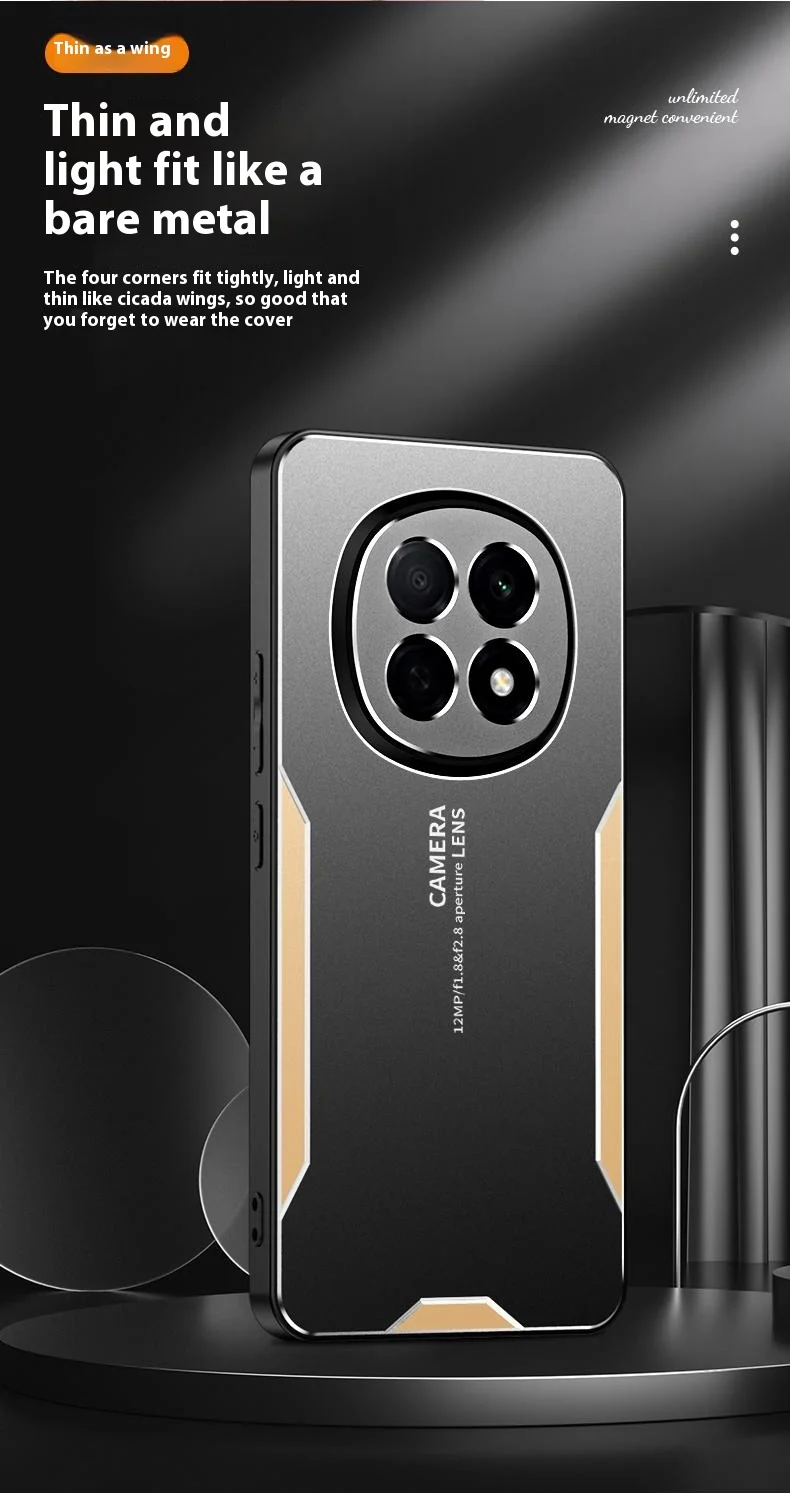 For Oppo A5 5G Phone Case Aluminium Alloy TPU PC Back Cover - Gold-Cellmalls