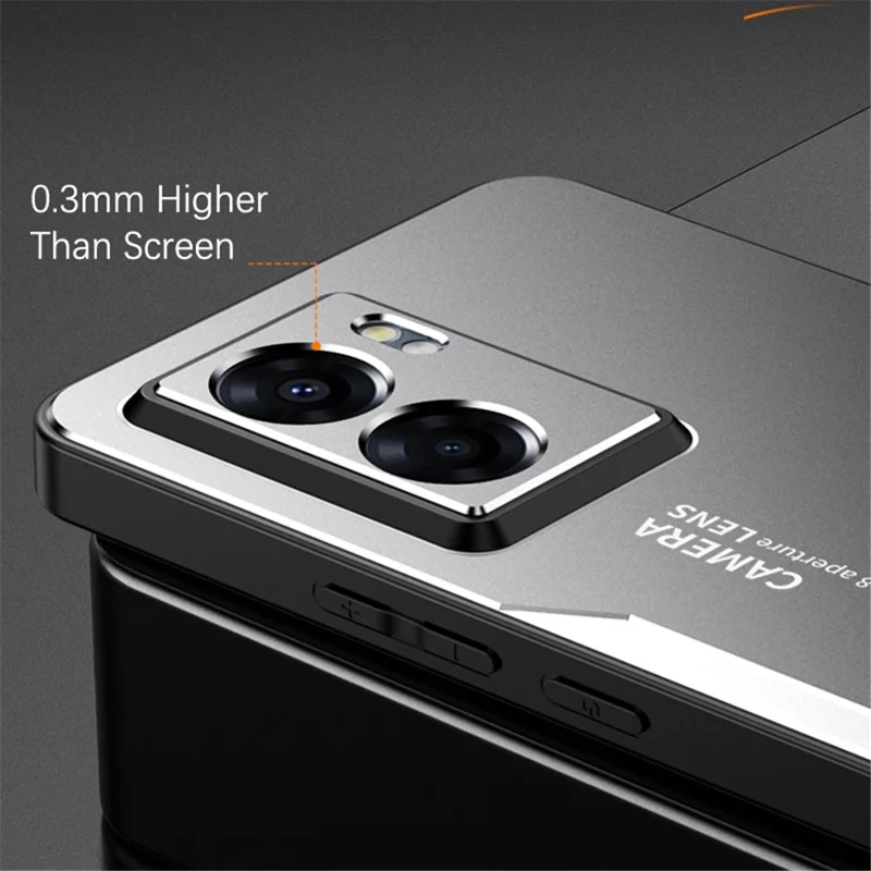 For Oppo A57 (2022) 5G /  A77 5G Cell Phone Case Frosted PC+TPU+Aluminum Alloy Cover - Silver-Cellmalls