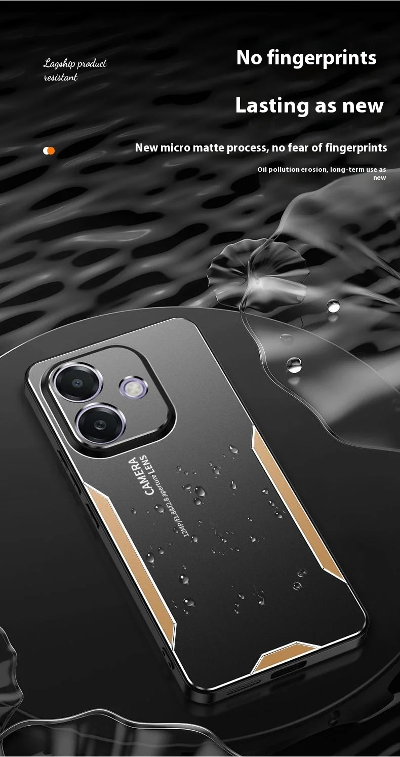 For Oppo A5 Pro 4G (Global) / 5G (Global) / A5 Energy 5G (China) Phone Case Aluminium Alloy TPU PC Back Cover - Gold-Cellmalls