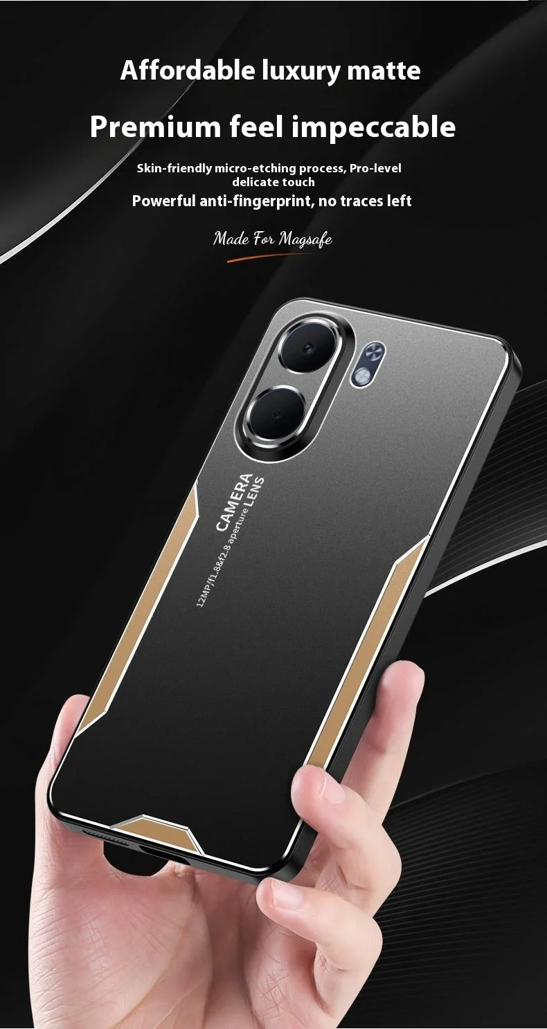 For Oppo A5x 4G Case Aluminium Alloy TPU PC Phone Back Cover - Gold-Cellmalls