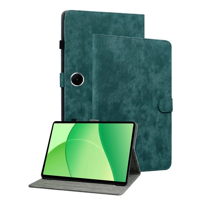 For Oppo Pad SE Case Tiger Imprint Anti-Scratch PU Leather Tablet Cover - Grey-Cellmalls
