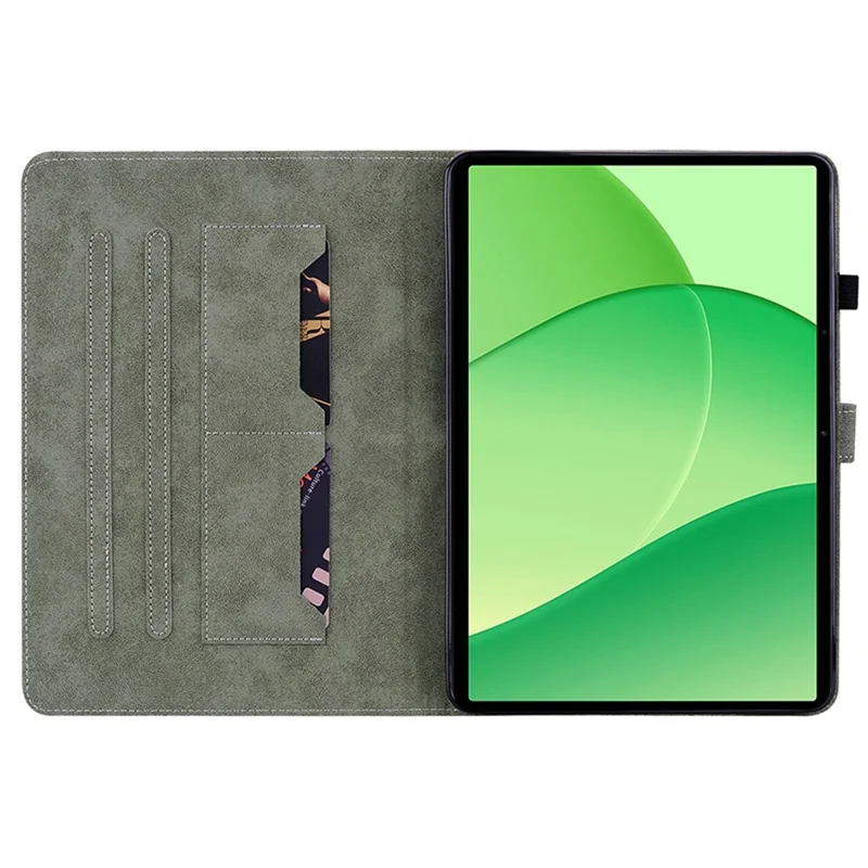 For Oppo Pad SE Case Tiger Imprint Anti-Scratch PU Leather Tablet Cover - Grey-Cellmalls