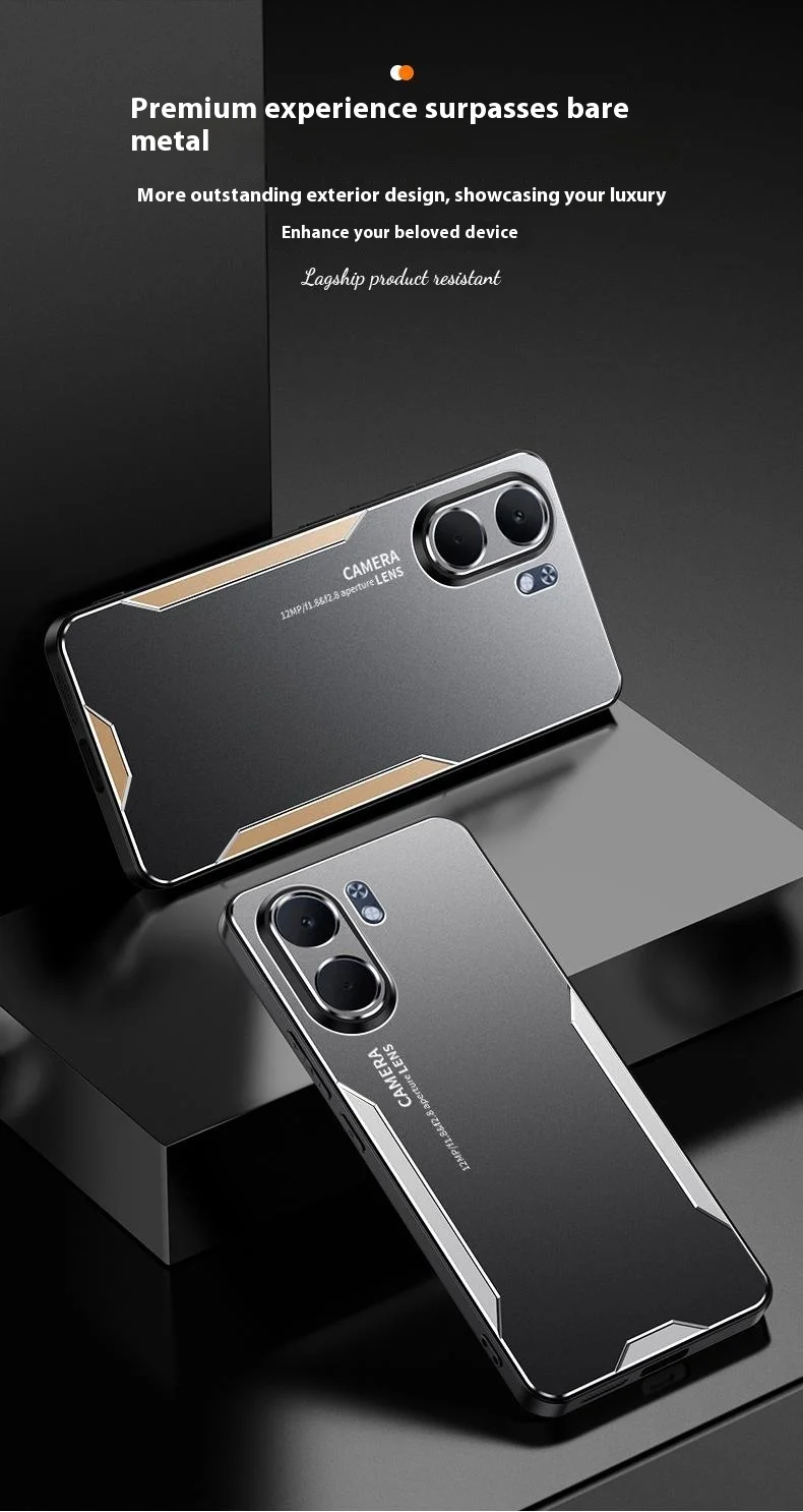 For Oppo A5x 4G Case Aluminium Alloy TPU PC Phone Back Cover - Gold-Cellmalls