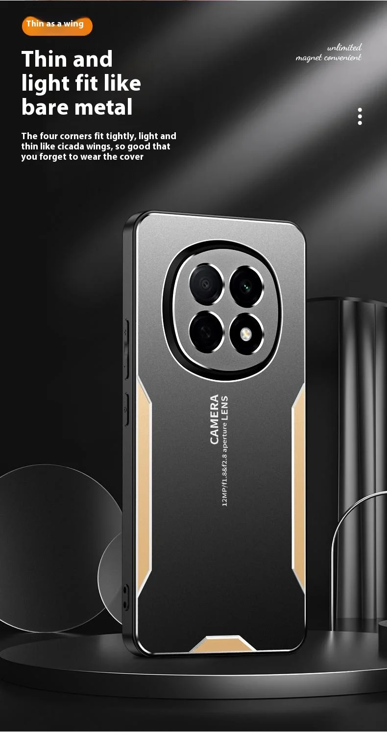 For Oppo F29 Pro 5G (Global) / A5 Pro 5G (China) Phone Case Aluminium Alloy TPU PC Back Cover - Gold-Cellmalls