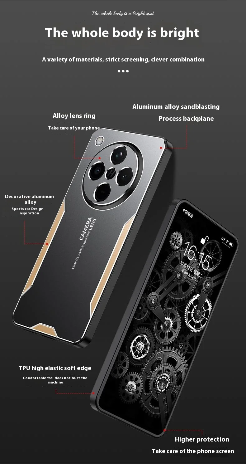 For Oppo Find X8 5G Phone Case Aluminium Alloy TPU PC Back Cover - Gold-Cellmalls